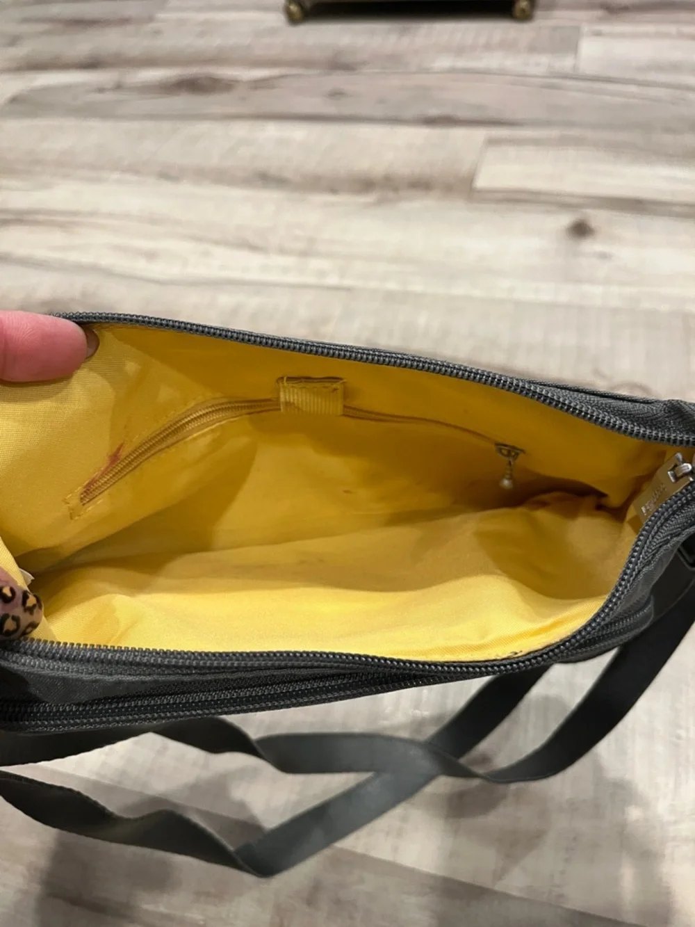 Baggallini Gray Leopard-Print Crossbody Bag with adjustable strap and billfold